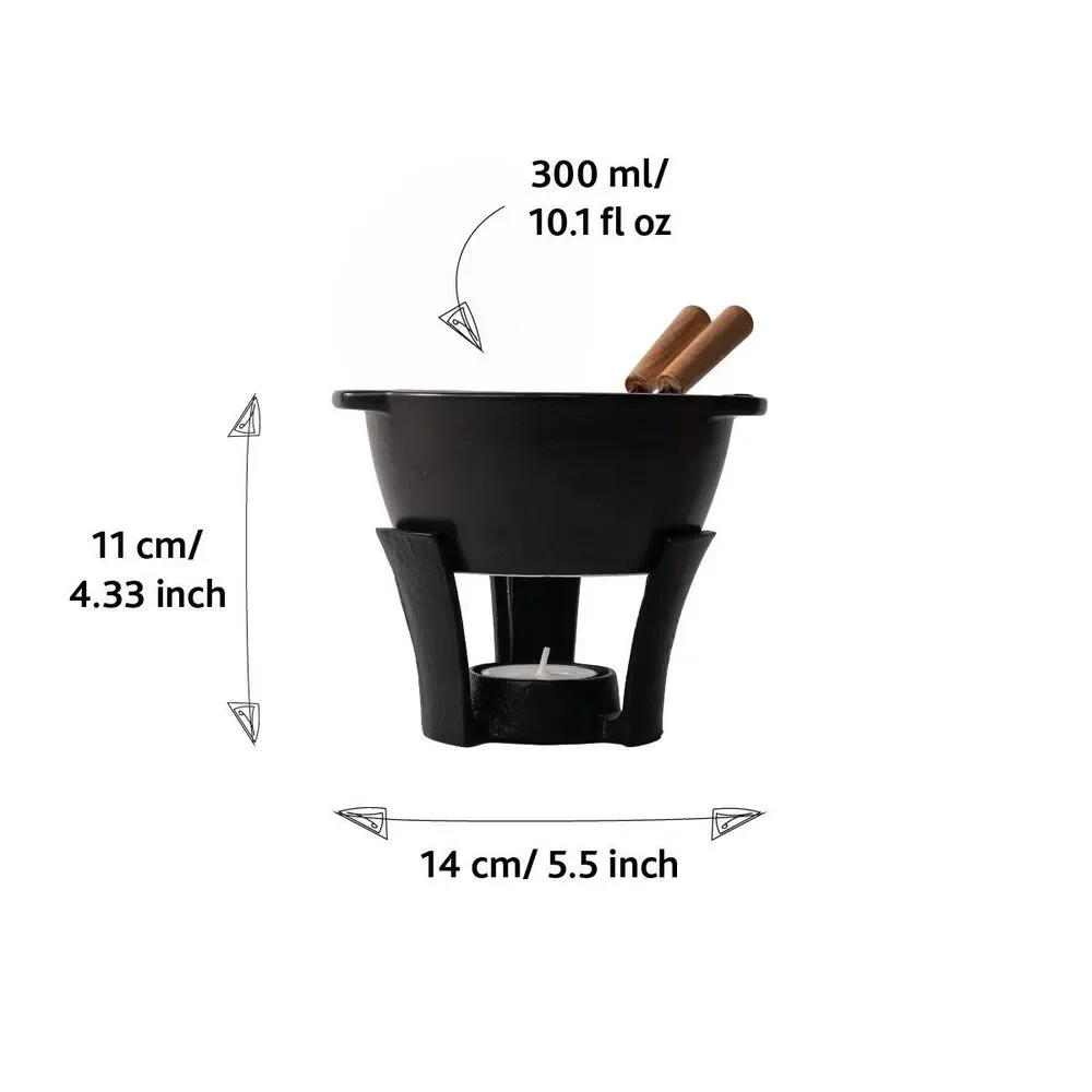 BOSKA Holland Black Ceramic Pot Fondue Set Party Mini 10.1 fl oz